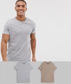 Asos Design T-shirt With Crew Neck 2 Pack Save - Multi