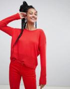 Esprit Lightweight Oversized Jumper In Red - Red