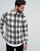 Only & Sons Zipped Flannel Check Shirt - White