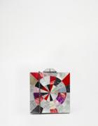 Nali Patchwork Detail Resin Clutch Bag With Optional Strap - Multi Geo