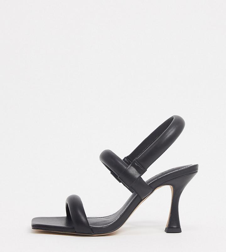 Asos Design Wide Fit Hickory Padded Mid-heeled Sandals In Black