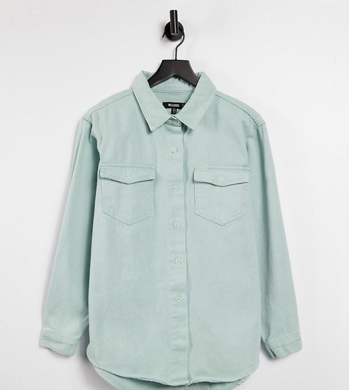Missguided Oversized Denim Shirt In Blue-blues