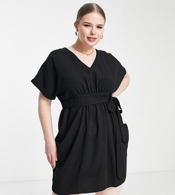 Closet London Plus Gathered Tulip Mini Dress In Black