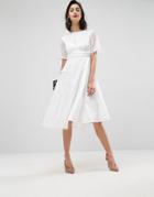 Asos Premium Satin Pleat Detail Dress With Detachable Bralette - White