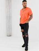 Asos Design Oversized Mesh Shirt In Neon Orange - Orange