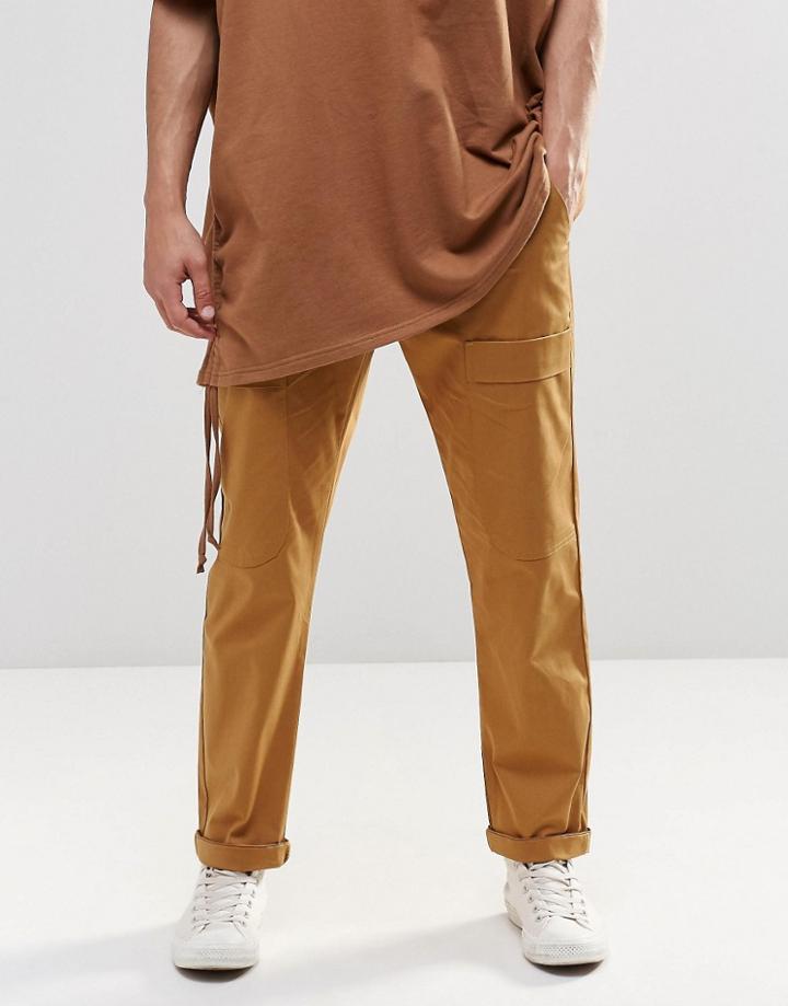 Asos Straight Leg Cargo Trousers In Sand - Sand