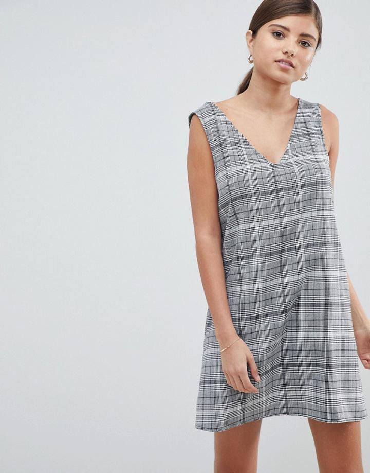 Asos Design Check Mini Shift Dress - Multi