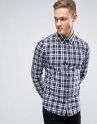 Burton Menswear Slim Check Shirt - Navy