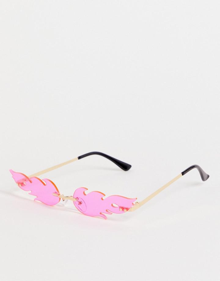 Public Desire Mini Flames Sunglasses Neon Pink