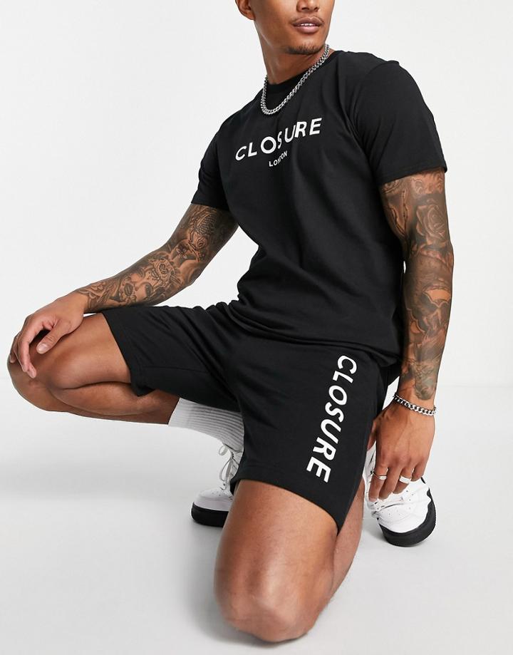 Closure Printed Logo Shorts In Black - Part Of A Set