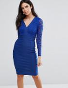 Vesper Long Sleeve Lace Pencil Dress - Blue