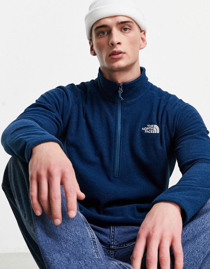 The North Face Textured Cap Rock 1/4 Zip Fleece In Navy-blues