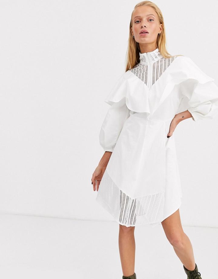 Asos White Lace Insert Cotton Skater Dress