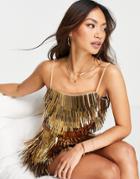 Asos Design Shard Cami Shard Sequin In Gold - Part Of A Set