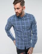 Asos Regular Fit Printed Check Shirt In Blue - Blue