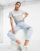 Ellesse Boyfriend T-shirt In Gray-grey
