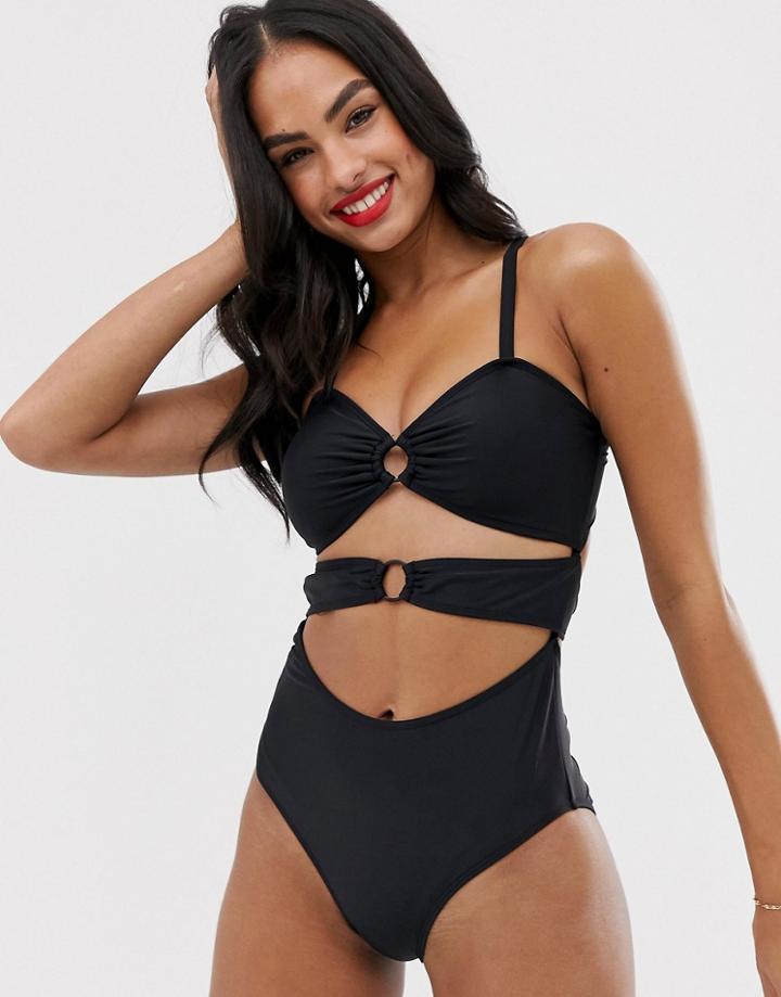 Vero Moda Cut Out Detail Swimsuit-black