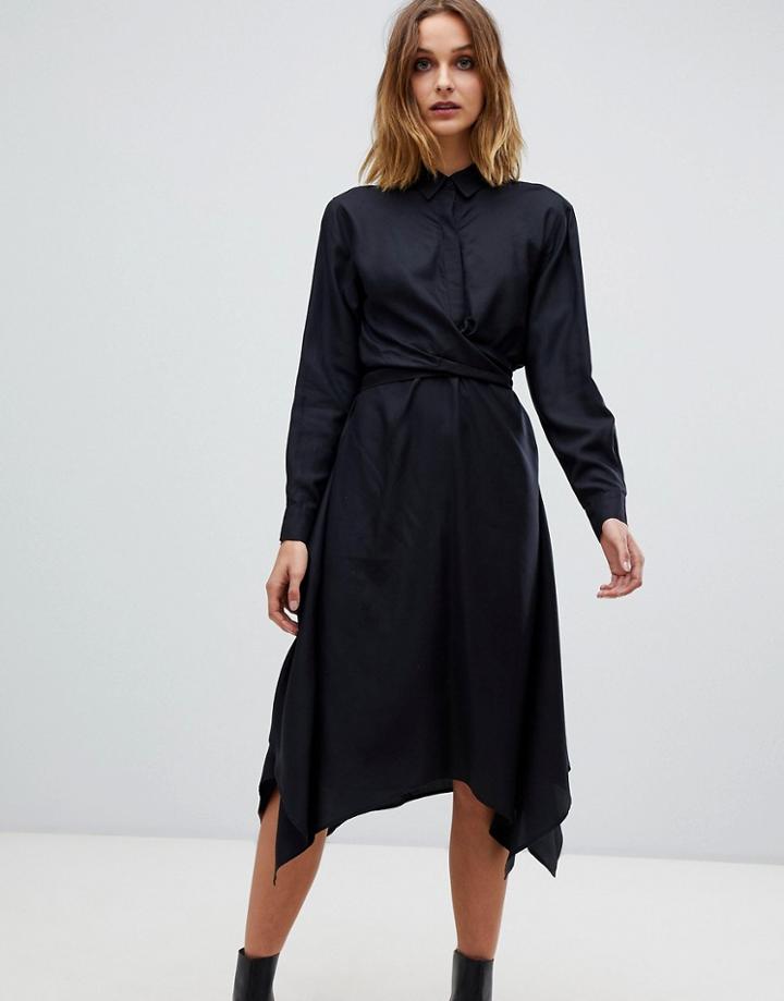 Allsaints Flyn Wrap Shirt Dress - Black
