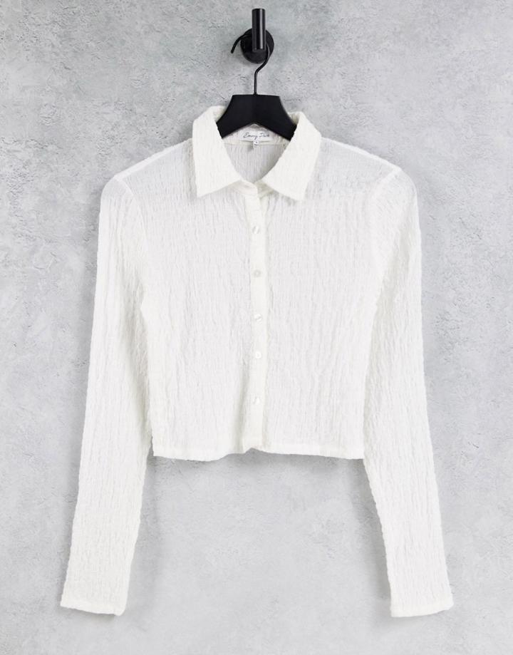 Emory Park 90s Shrunken Shirt In Crinkle Ivory-white
