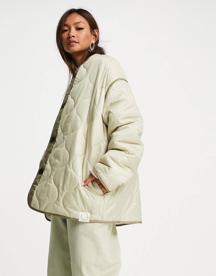 Topshop Lightweight Quilted Liner Jacket In Gray-grey