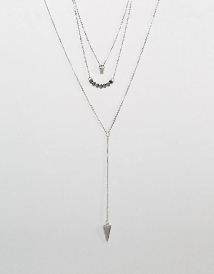 Ashiana Multi Layered Lariet Necklace - Silver