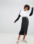 Cheap Monday Denim Skirt With Exposed Zip - Black