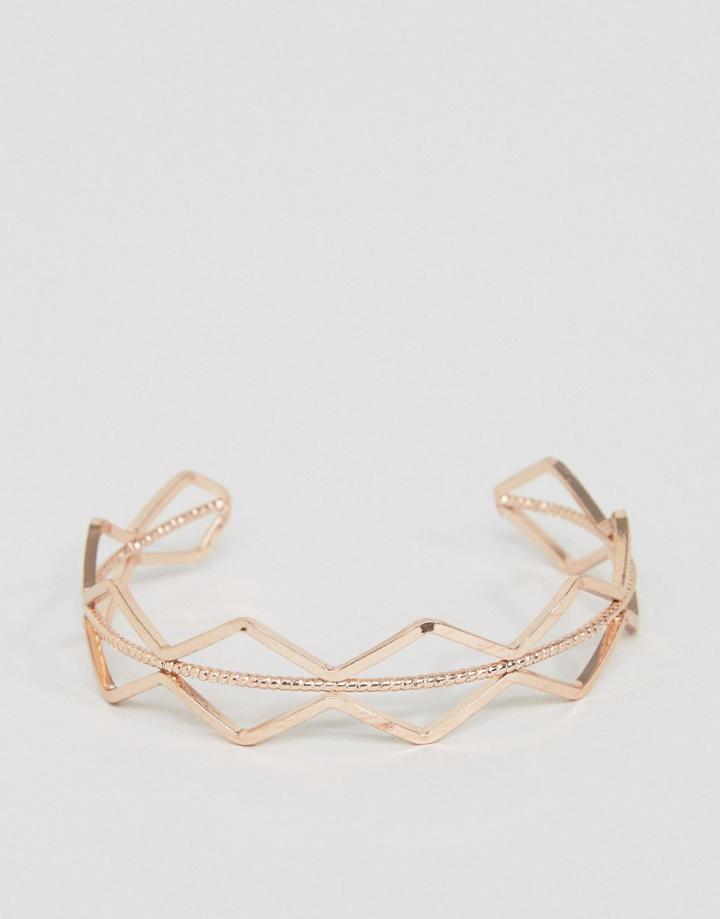 Asos Sleek Zig Zag Cuff Bracelet - Copper