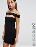 Missguided Petite Cut Out Panel Bardot Bodycon Dress - Black