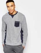 Asos Loungewear Sweatshirt With Contrast Rib Detail - Navy