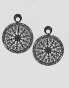 Asos Filigree Disc Earrings - Black