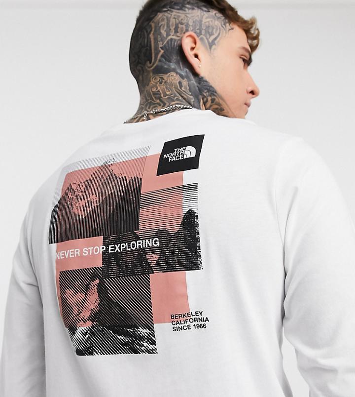The North Face Stripe Long Sleeve T-shirt In White Exclusive At Asos