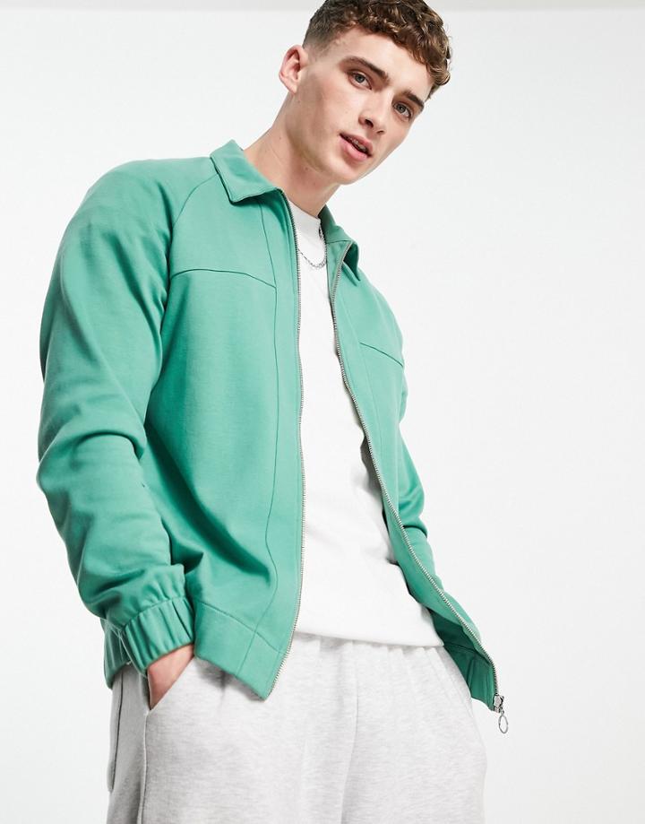 Asos Design Oversized Track Jacket In Green-neutral