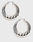 Asos Design Hoop Earrings In Vintage Style Design In Silver Tone - Silver