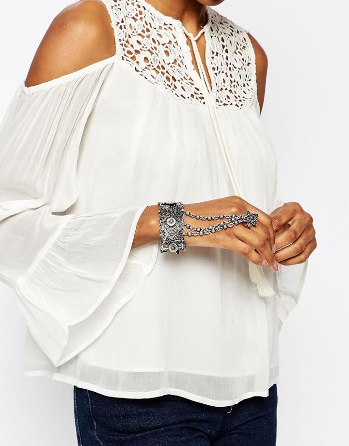 Missguided Silver Coin Hand Chain - Silver