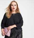Vero Moda Curve Scoop Neck Ribbed Top In Black