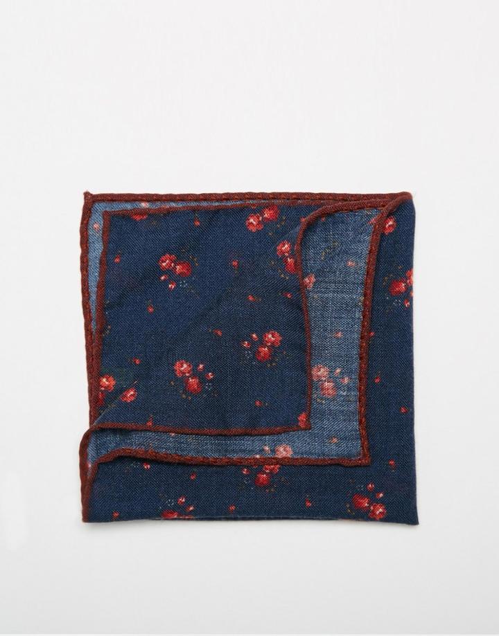 Noose & Monkey Wool Pocket Square - Blue