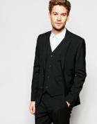 Asos Slim Suit Jacket With Stretch In Black - Black
