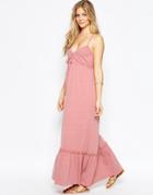 Asos Strappy Tiered Maxi Dress - Blush