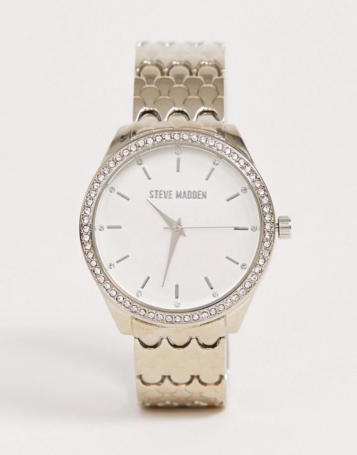 Steve Madden Womens Bracelet Watch With White Dial - Silver