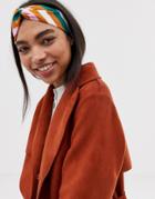 Asos Design Headband With Twist Front In Slanted Stripe Print - Multi