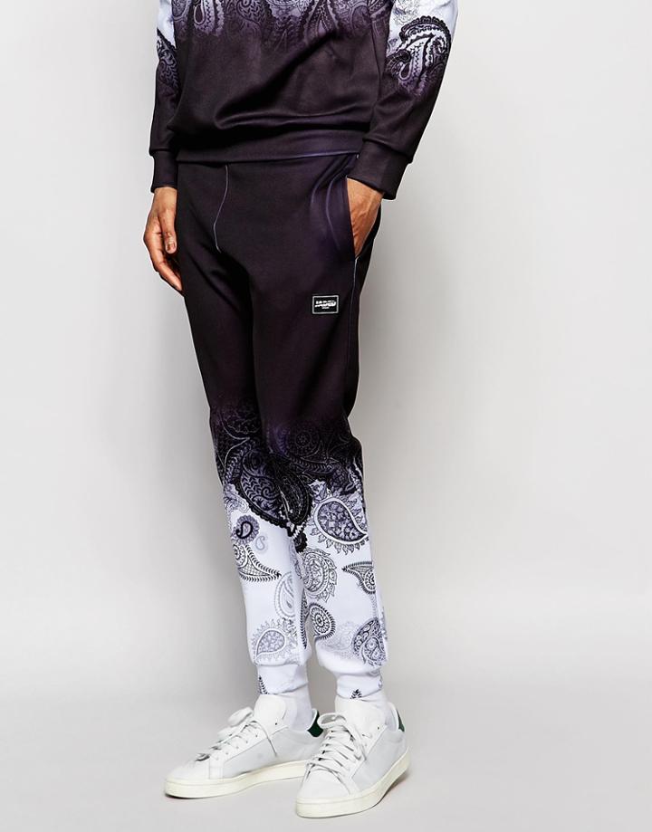 Jaded London Joggers With Ombre Paisley Print - Black