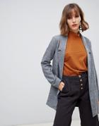 Stradivarius Edge To Edge Turn Up Sleeve Blazer - Gray