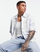 Topman Oversized Shirt In Bleached Blue And White Check-multi