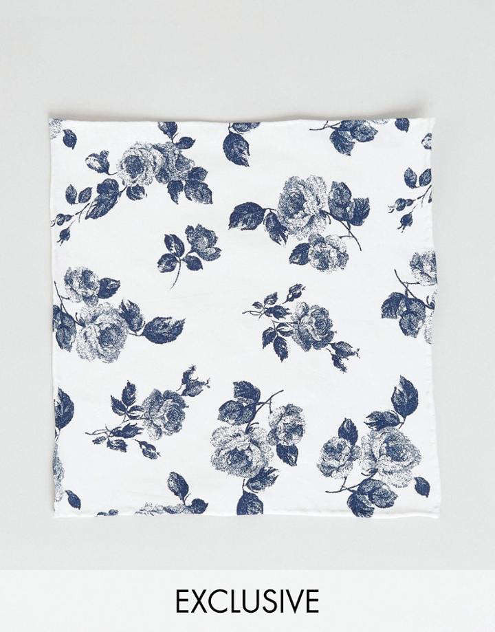 Noose & Monkey Floral Pocket Square - White