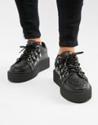T.u.k Vegan Platform Creepers With Multi Laces - Black