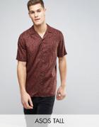 Asos Tall Regular Fit Viscose Shirt With Leopard Print - Brown