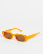 Monki Rectangular Sunglasses In Orange