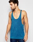 Asos Tank With Burnout Wash And Extreme Racer Back - Blue