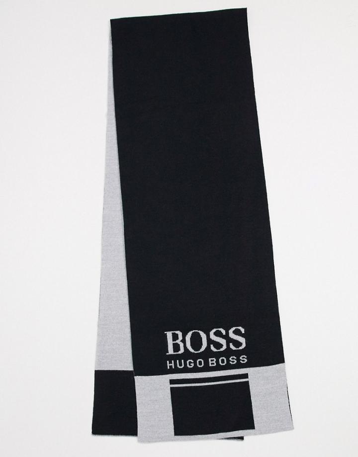 Boss Albo Logo Scarf In Black