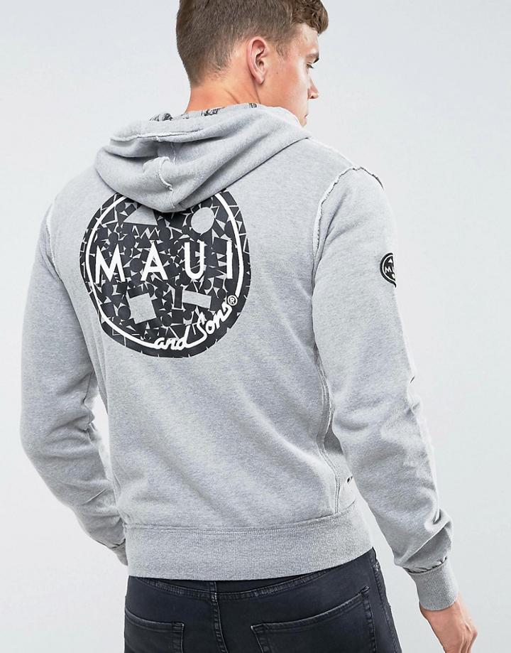 Maui Evolution Printed Zip Thru Hoodie - Gray